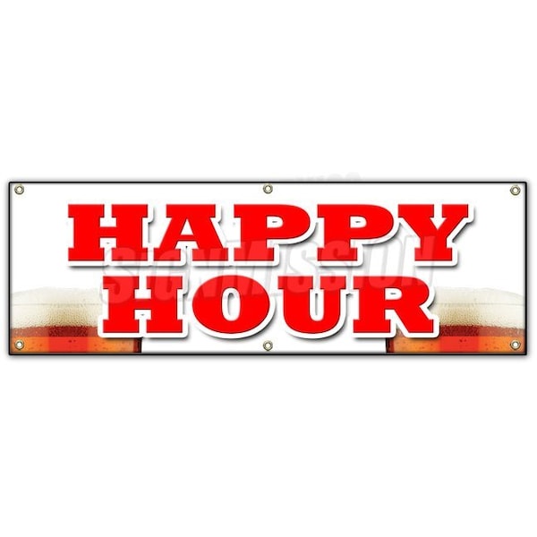 Signmission HAPPY HOUR BANNER SIGN all day 2 for 1 two for one beer cocktails drink B-72 Happy Hour - main